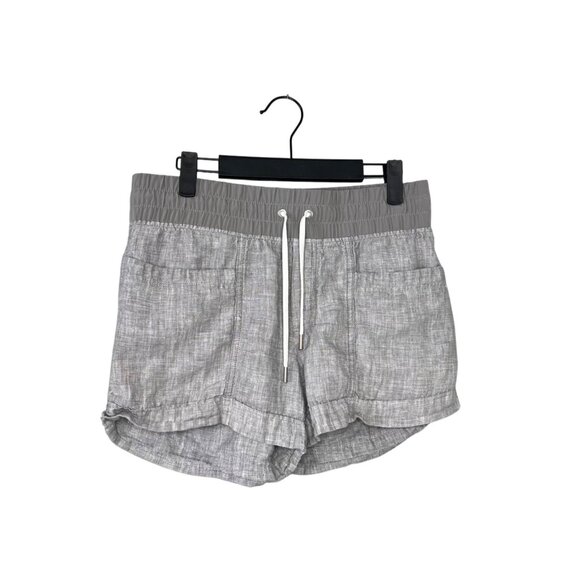 Athleta 100% Linen Shorts Womens Size 6 High Rise Gray Pull On 3.5 Inch Inseam - Picture 1 of 6